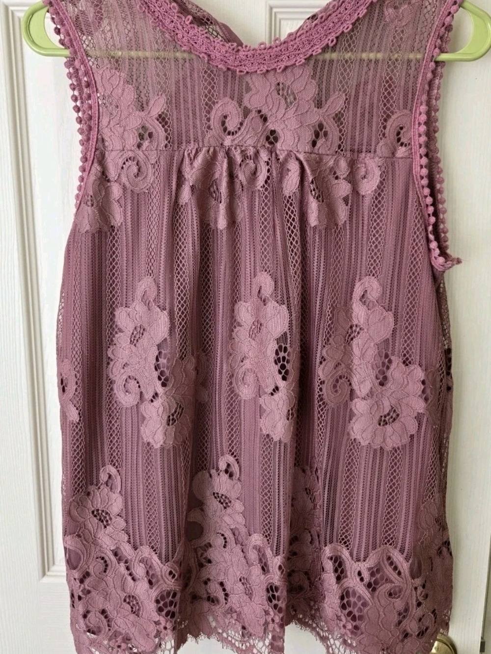 Paper Tee Dusty Mauve Lace Overlay Sleeveless Blouse